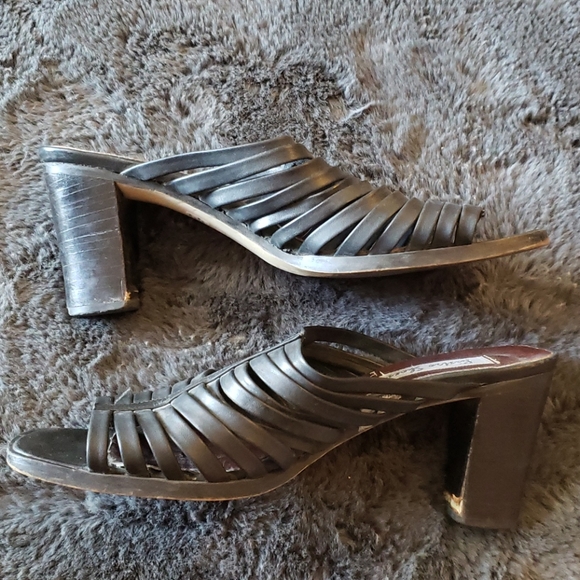 Black strappy slide on heels by Bistro shoes - Picture 3 of 7